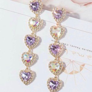 Sweet heart long iridescent earrings ! ✨ #jewelry